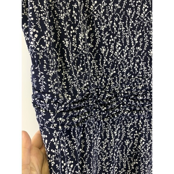 Jessica Howard Navy Blue White Floral Midi Dress Sleeveless Womens XL Fit Flare - Picture 3 of 11